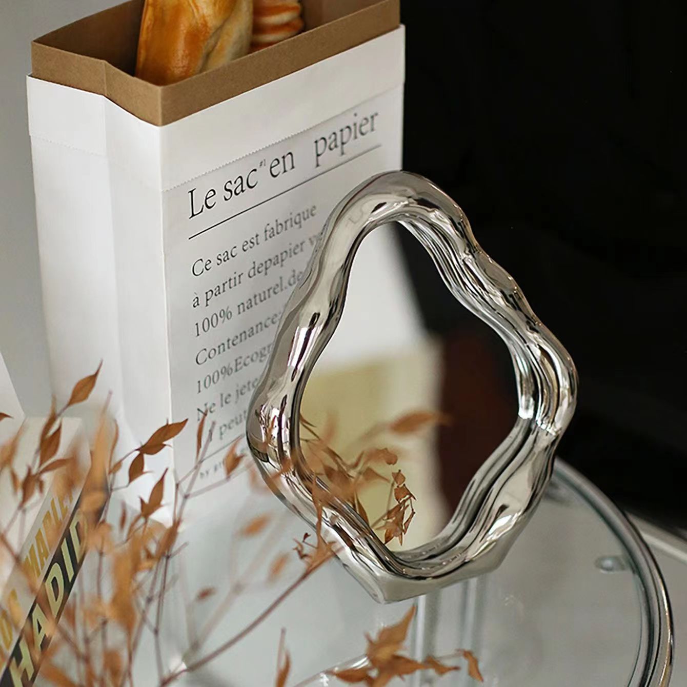 Nordic Silver Zigzag Wall Mirror