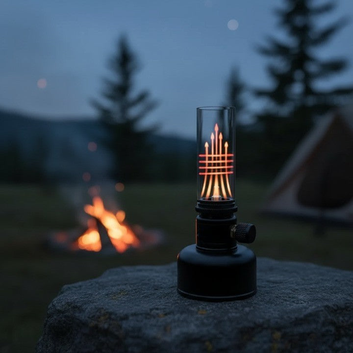 Mini Gas Flame Torch Table Lamp - Adjustable Aluminum Outdoor Lighting