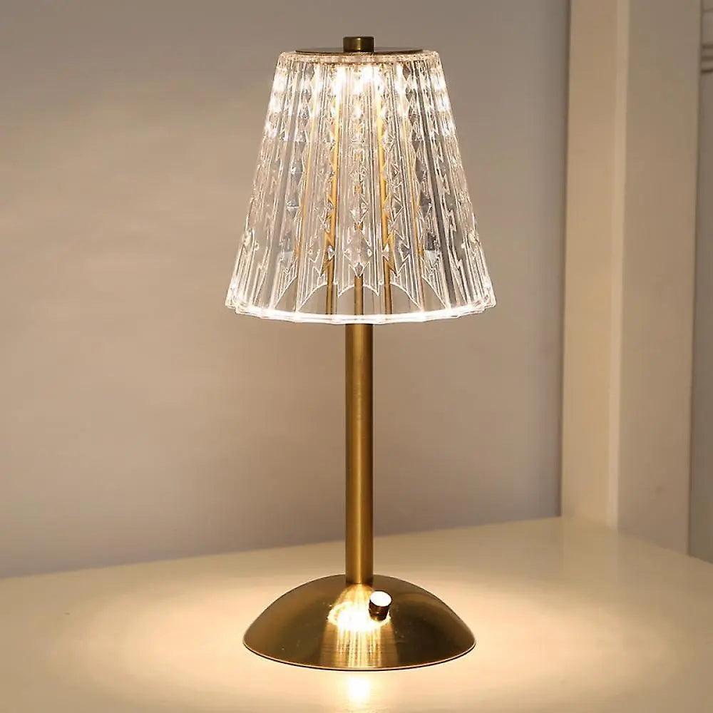 Vintage Crystal Table Lamp with Adjustable Brightness and USB-C Rechargeable Battery