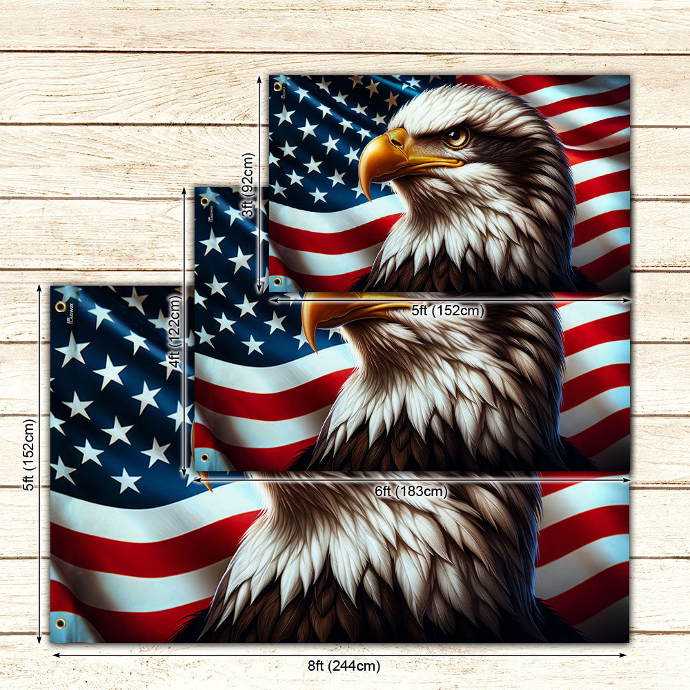 Patriotic Eagle Canvas Grommet Flag - Double-Sided, 3 Sizes Available