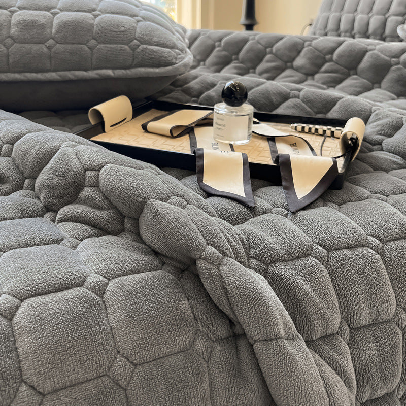 Plush Square Textured Throw Blanket – Soft Fluffy Sofa and Bed Cover
