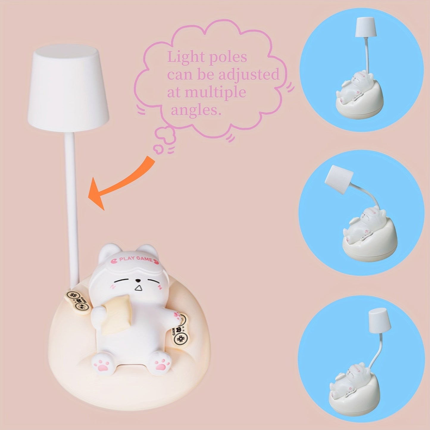 Cute Cat LED Night Light with Adjustable Brightness