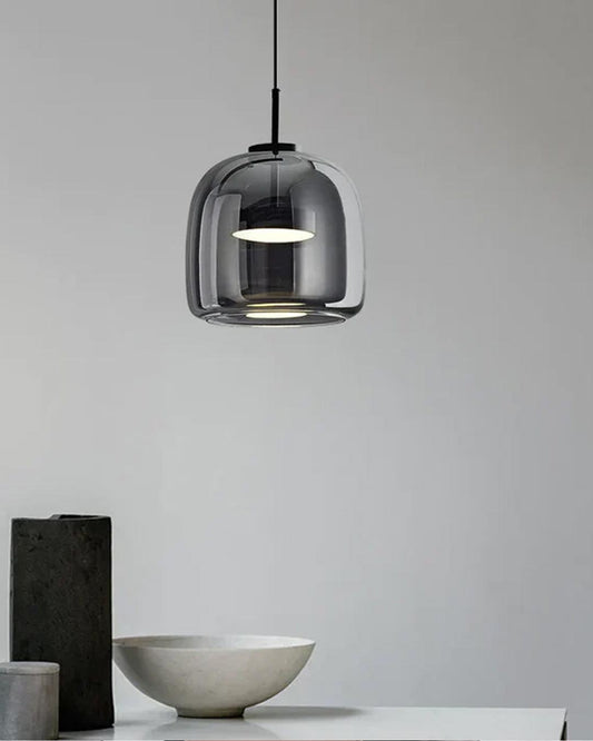 Smoke Glass Pendant Light Chandelier - Set of 2