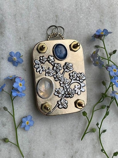 Mini Flower Press with Brass and Silver Details - Portable Botanical Keepsake Maker