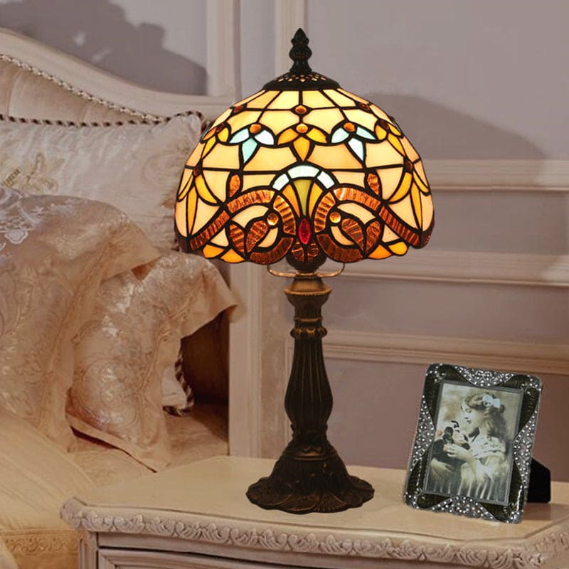 Tiffany-Inspired Vintage Glass Table Lamp