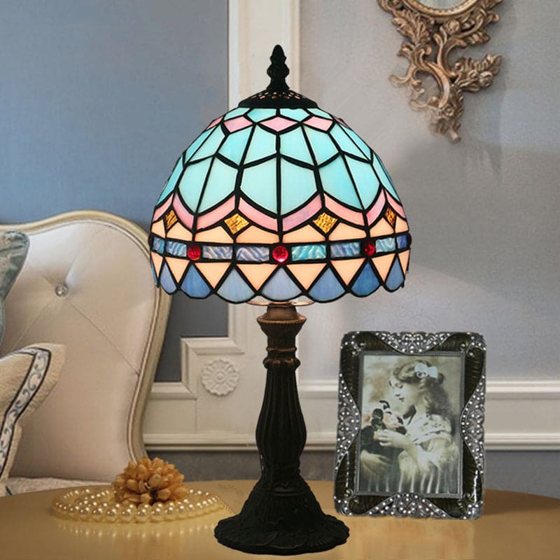 Tiffany-Inspired Vintage Glass Table Lamp