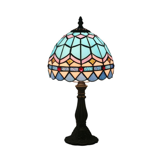 Tiffany-Inspired Vintage Glass Table Lamp
