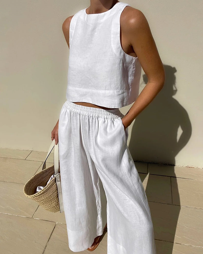 Aminta - Casual Sleeveless Summer Outfit Set