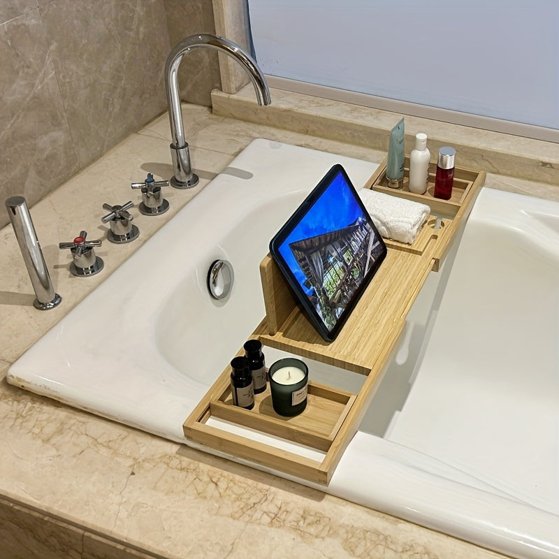 Adjustable Bamboo Bathtub Tray for Relaxation