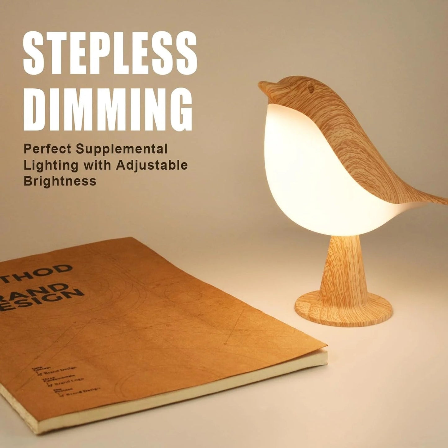 Touch-Control Wooden Bird Night Light with Aromatherapy Diffuser - Rechargeable LED Lamp