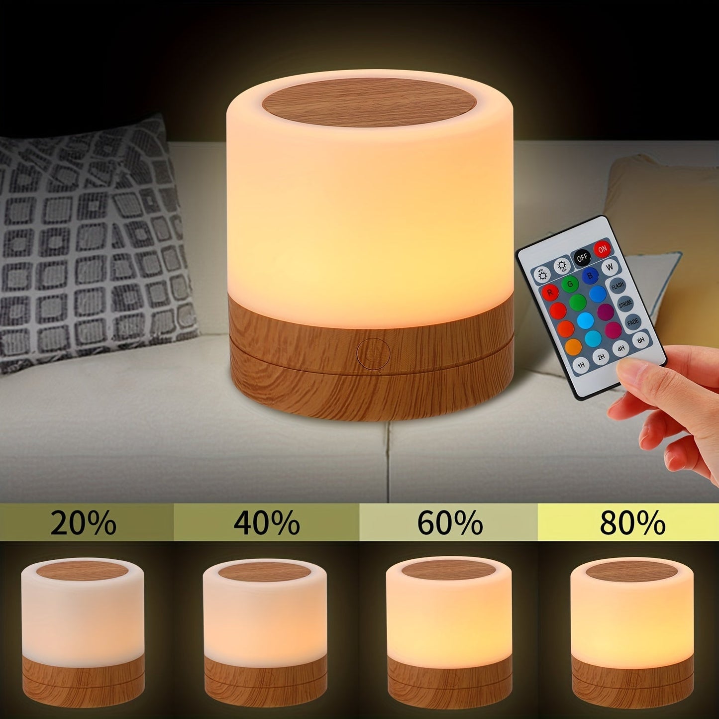RGB Touch Table Lamp with Remote Control and Dimmable Settings