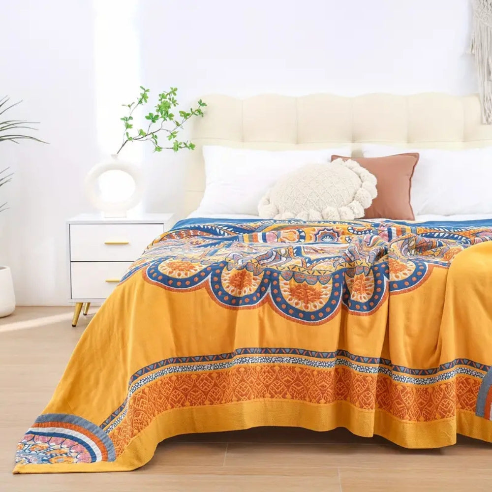 Reversible Bohemian Lotus Cotton Blanket