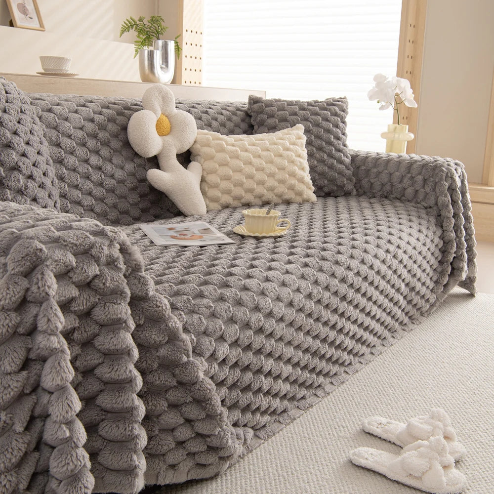 Tufted Rabbit Faux Microfiber Sofa Cover