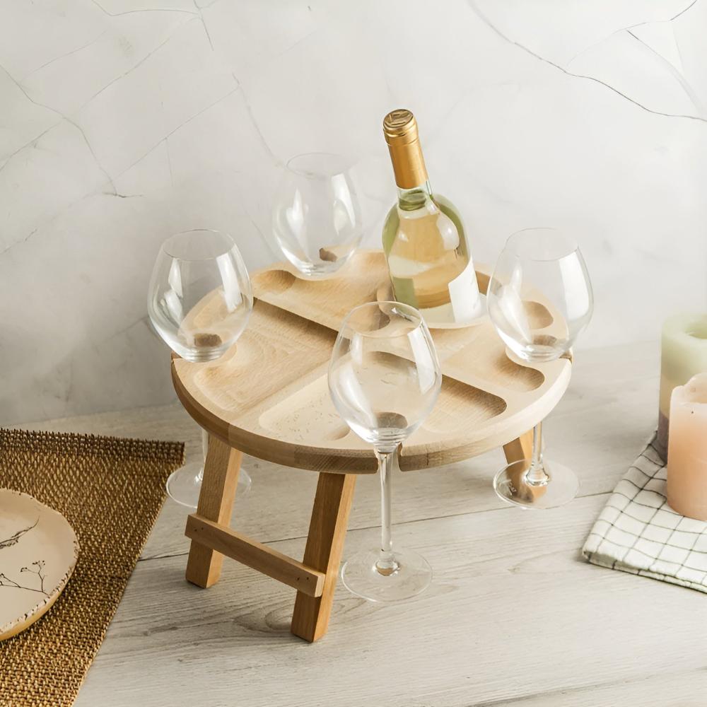 Foldable Picnic Table with Wine Glass Holders