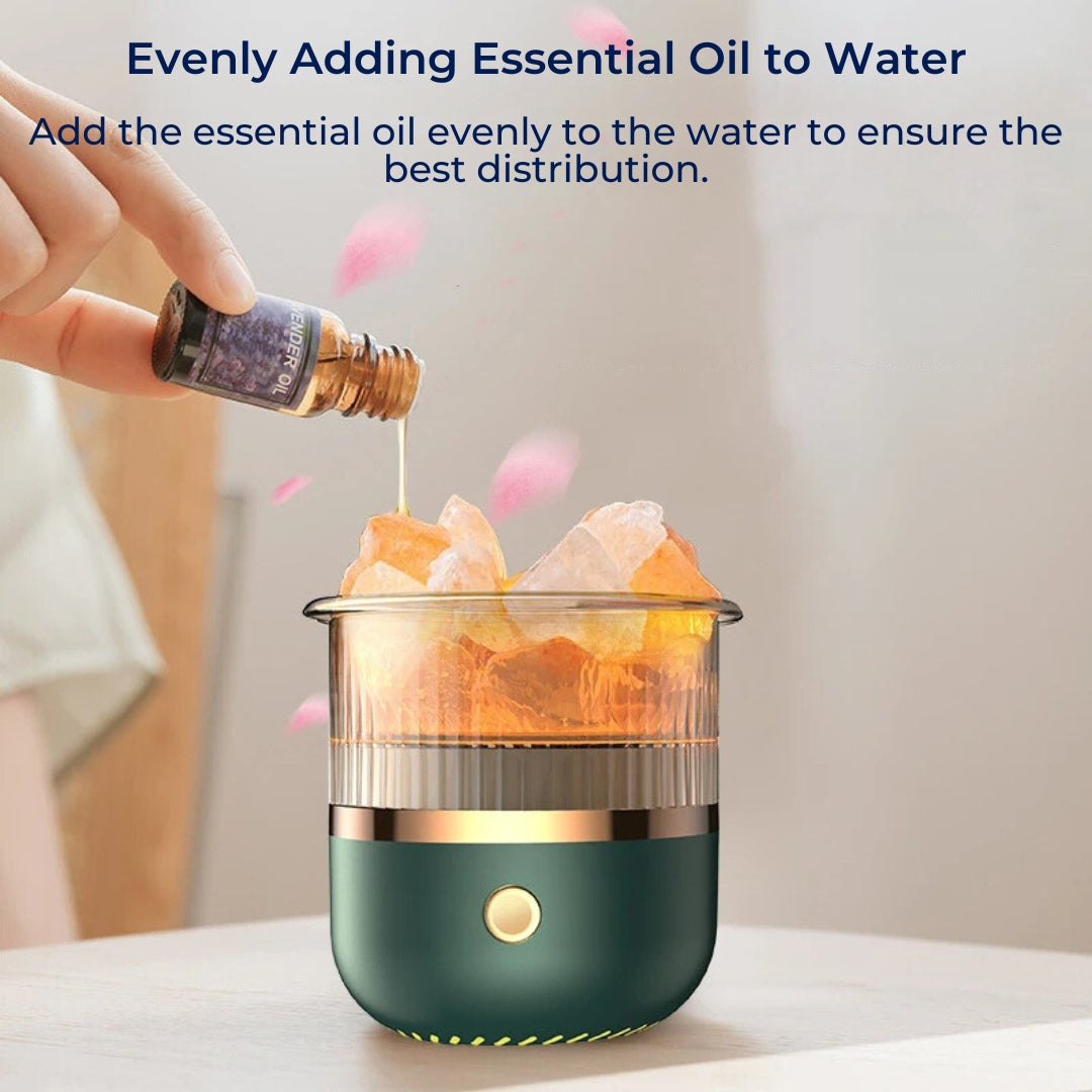 Crystal Salt Humidifier USB Aroma Diffuser with Night Light and Air Purifier