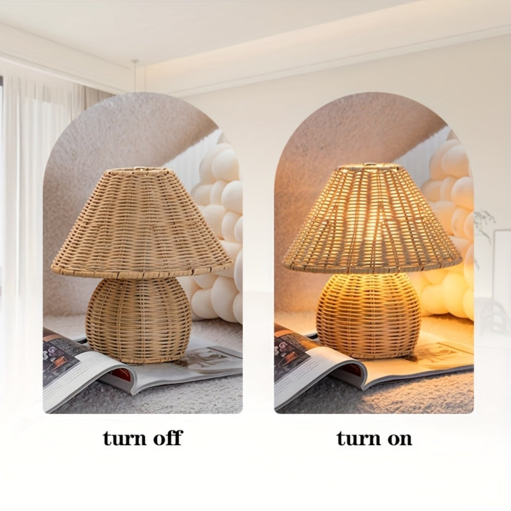 Handcrafted Rattan Table Lamp with Natural Texture