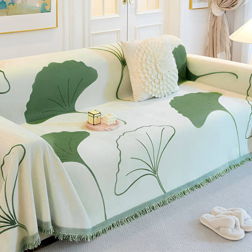 Ginkgo Leaf Chenille Sofa Cover