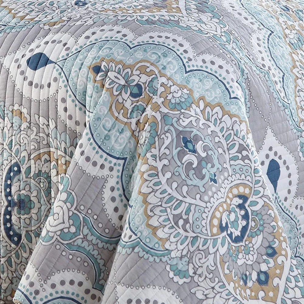 Paisley Aqua Teal Reversible Coverlet Set