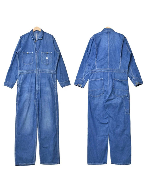 Relaxed Fit 100% Cotton Denim Coveralls with Zip Closure