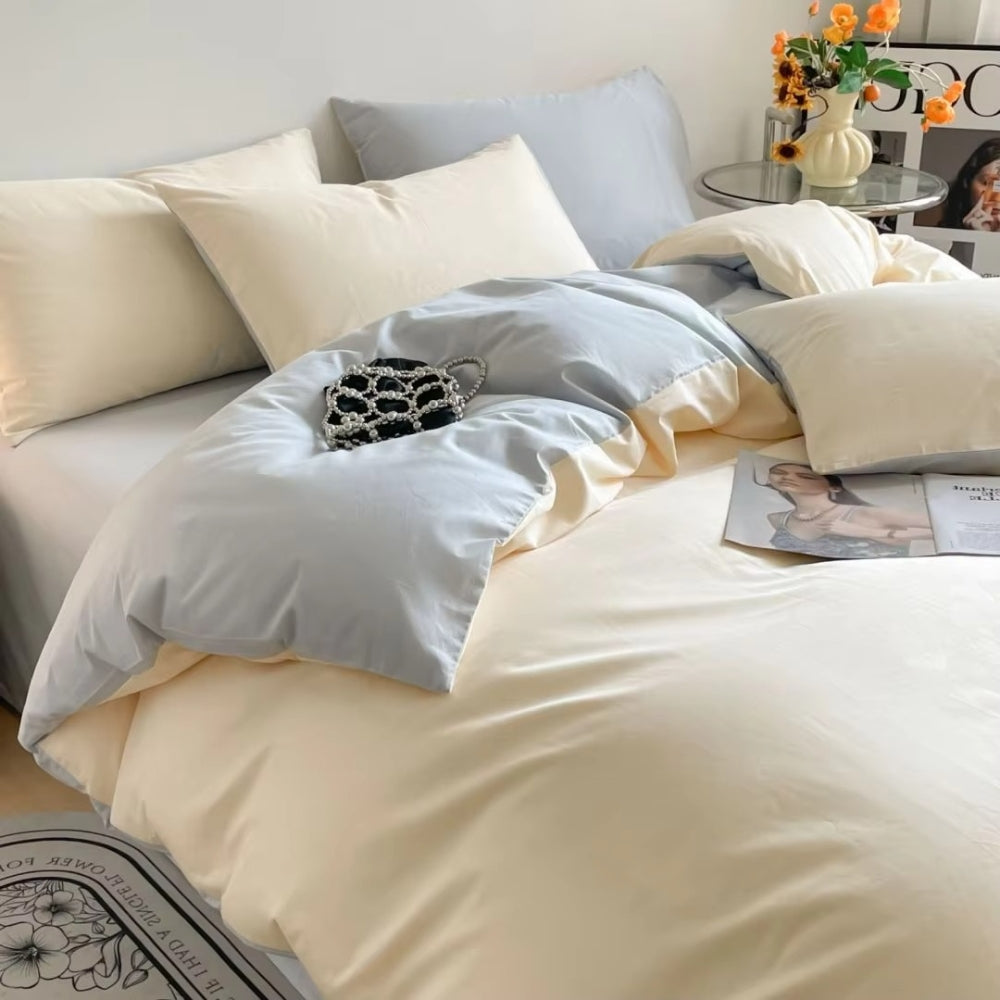 Cotton Duvet Cover Set with Zipper Closure and Pillowcases