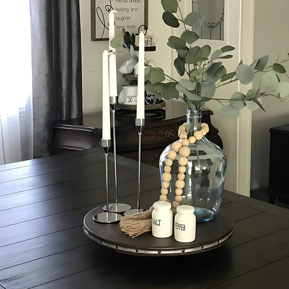 Tall Stainless Steel Candle Holder Set - Modern Trio