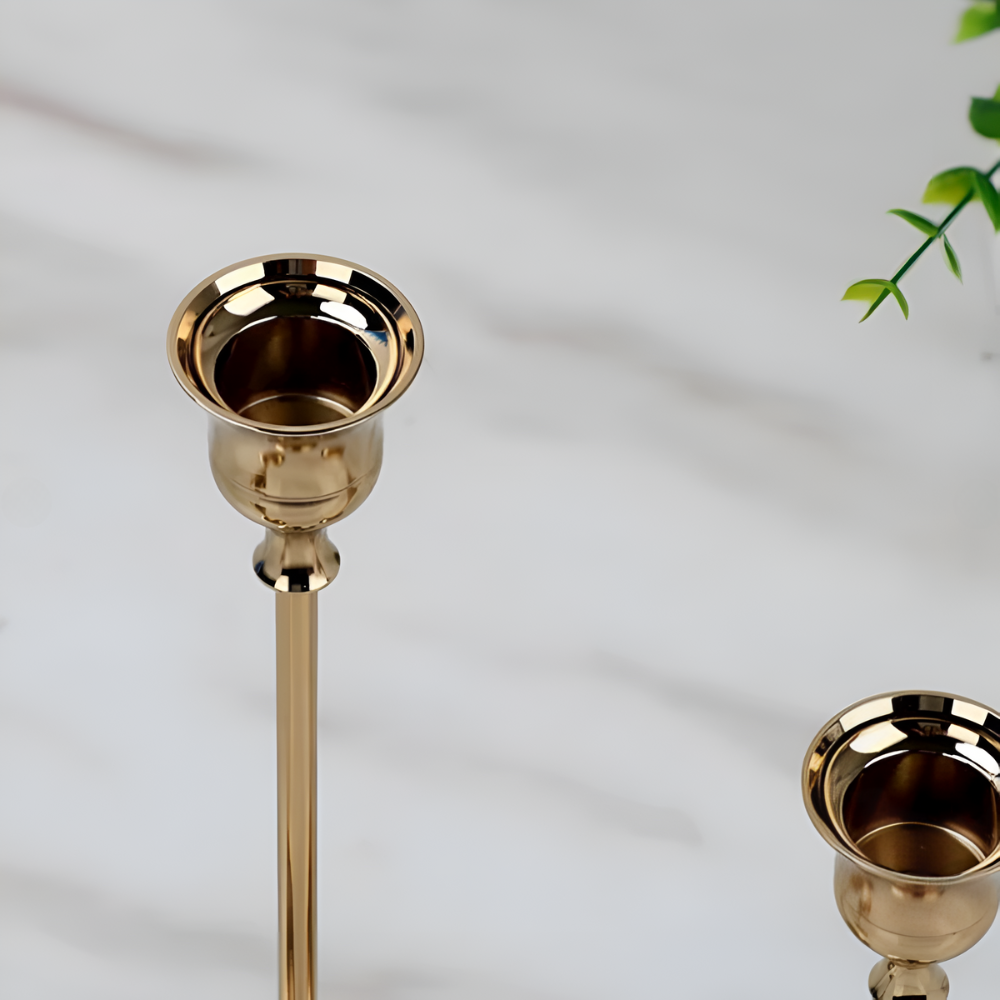 Vintage Brass Candle Holder Set - 3 Sizes