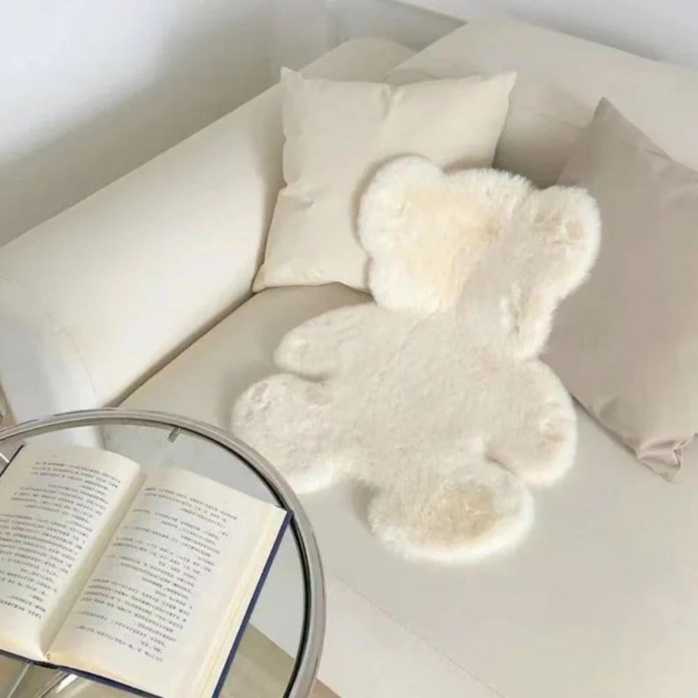Plush Bear-Shaped Microfiber Area Rug