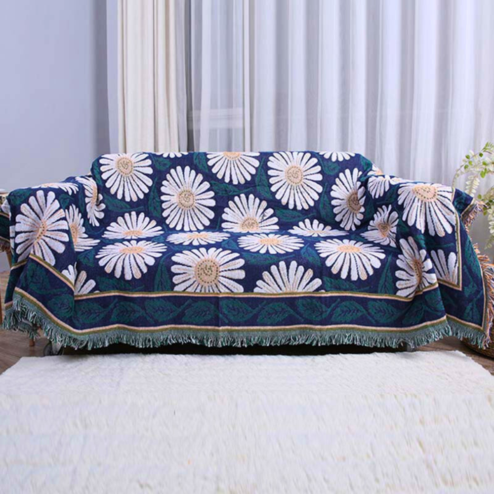 Cotton Knit Bohemian Tassel Blanket