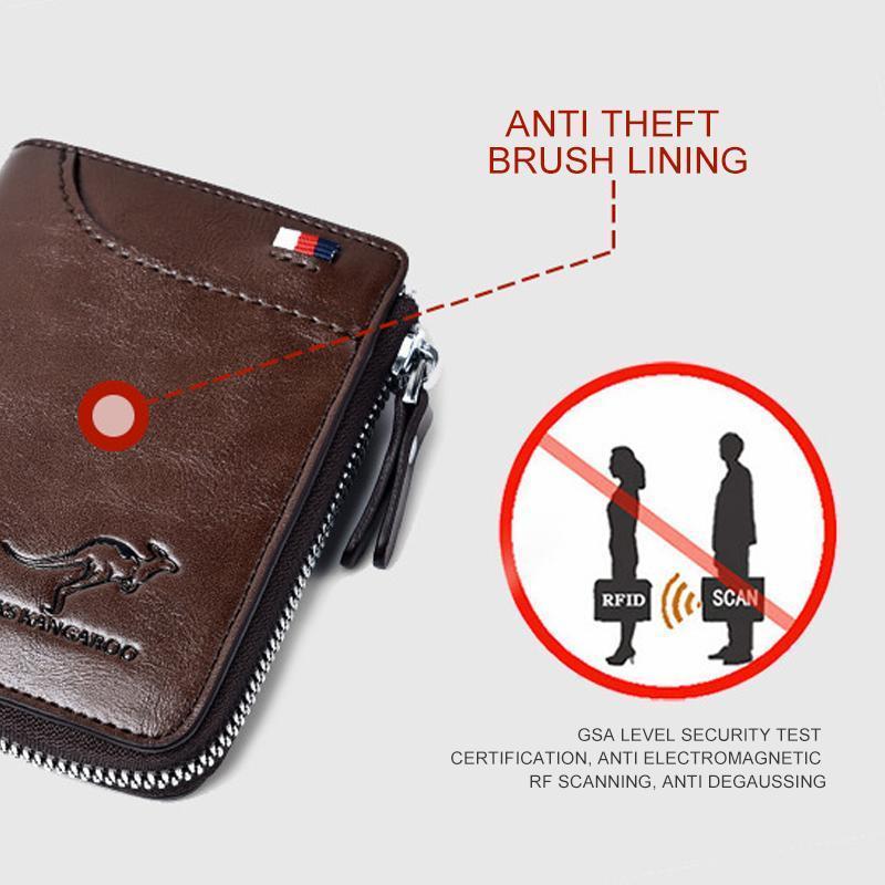 Compact RFID Wallet with Zip Closure for Cards and Cash