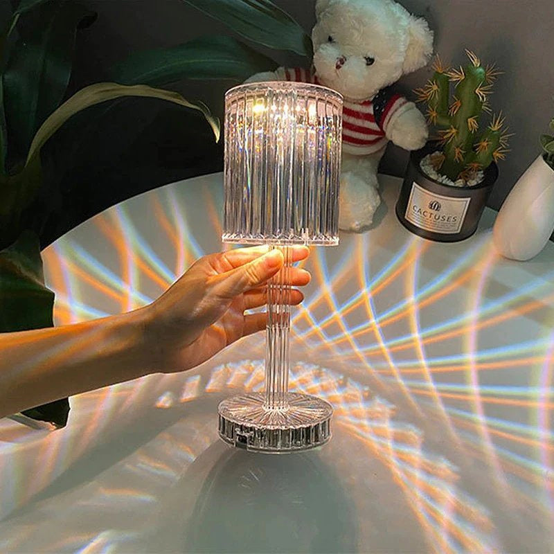 Touch Control Crystal Table Lamp with 3 RGB Colors