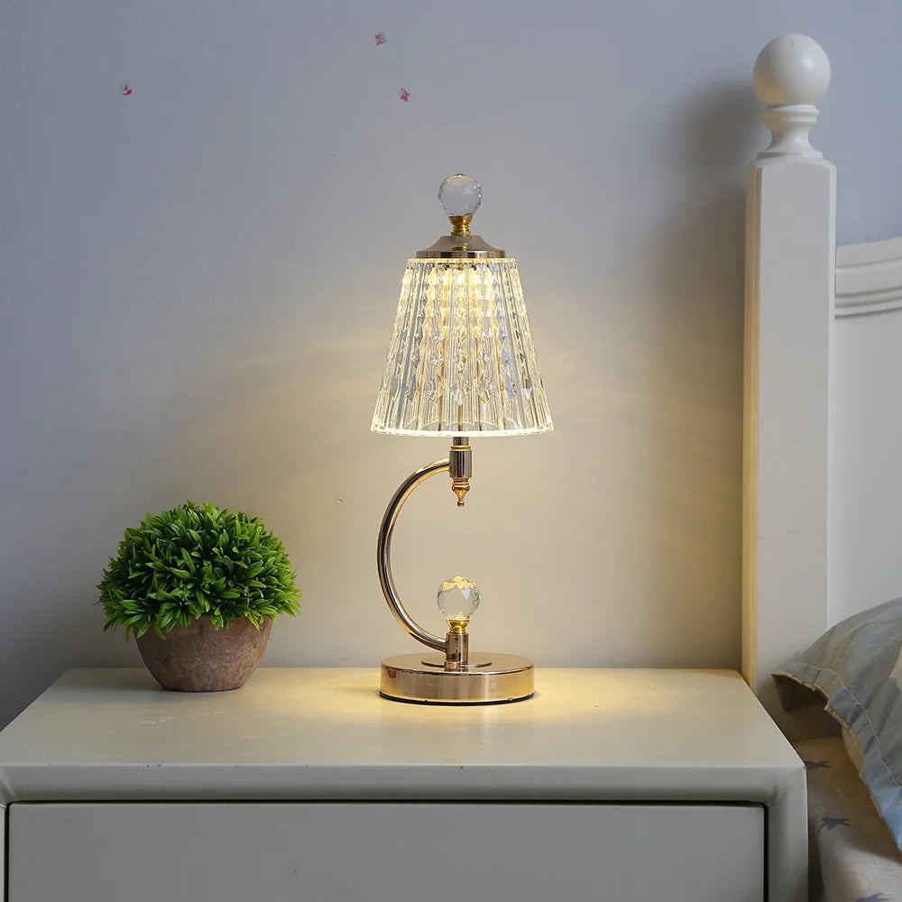 Vintage Crystal Table Lamp with Adjustable Lighting