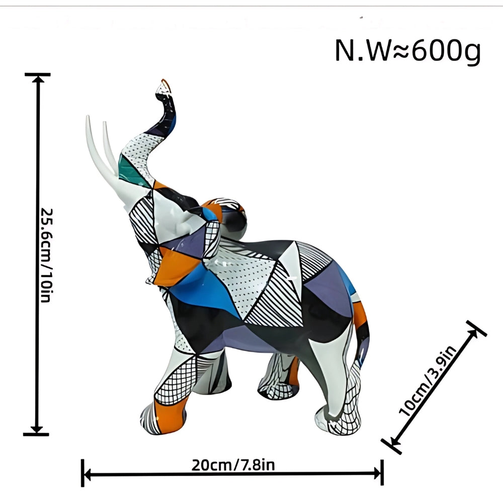 Colorful Geometric Abstract Elephant Figurine