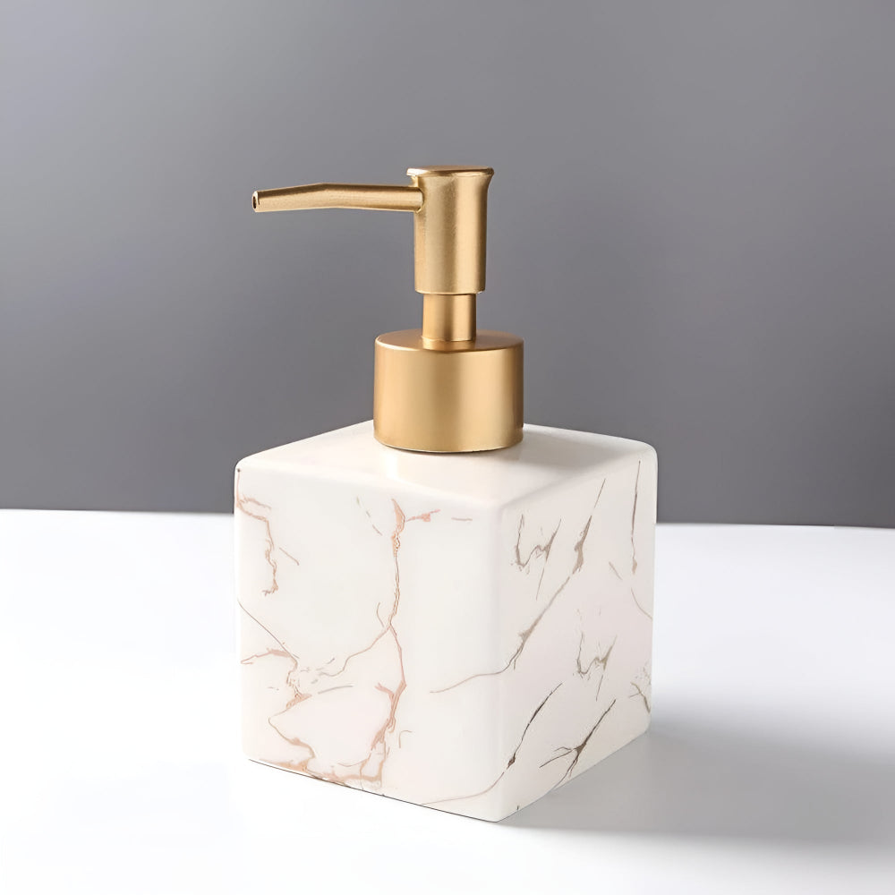 Marble Ceramic Soap Dispenser with Gold Pump
