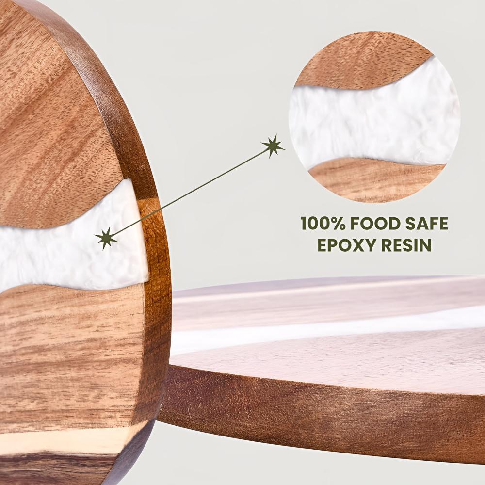 Round Acacia Wood Chopping Board with Epoxy Resin Design