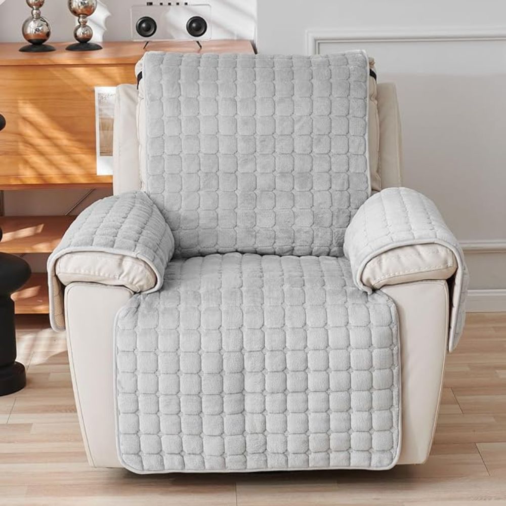 Quilted Microfiber Recliner Cover with Storage Pocket