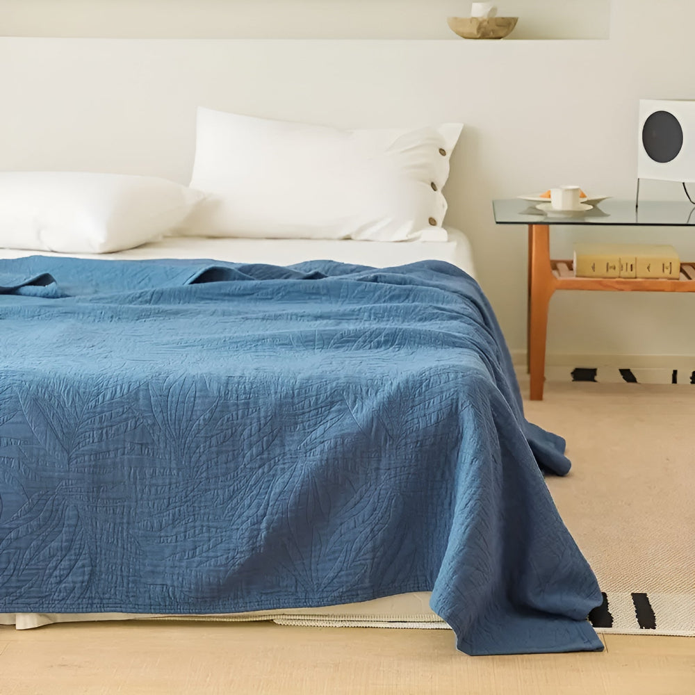 Premium Cotton Leaf Pattern Throw Blanket