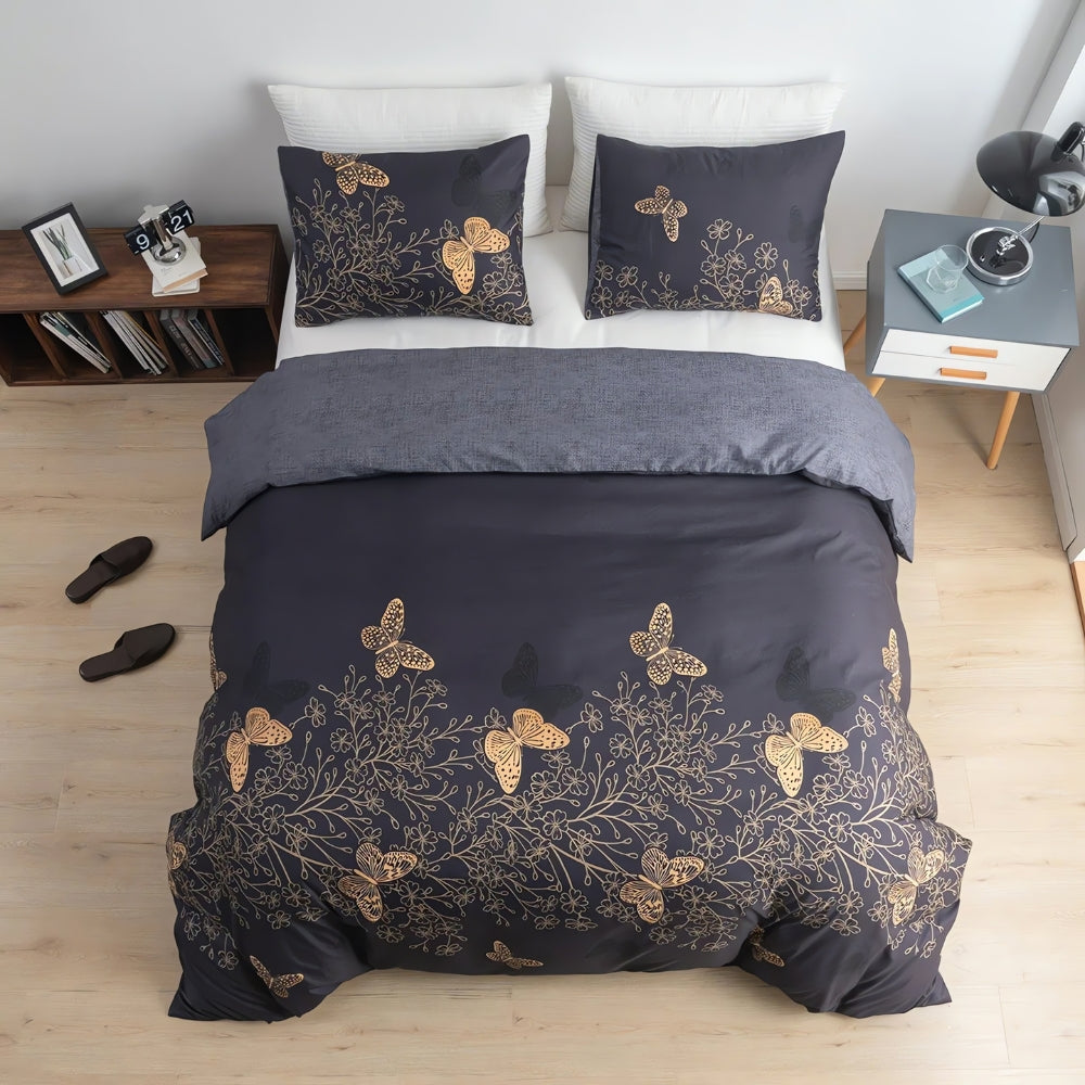 Midnight Butterfly Duvet Cover Set with Pillowcases