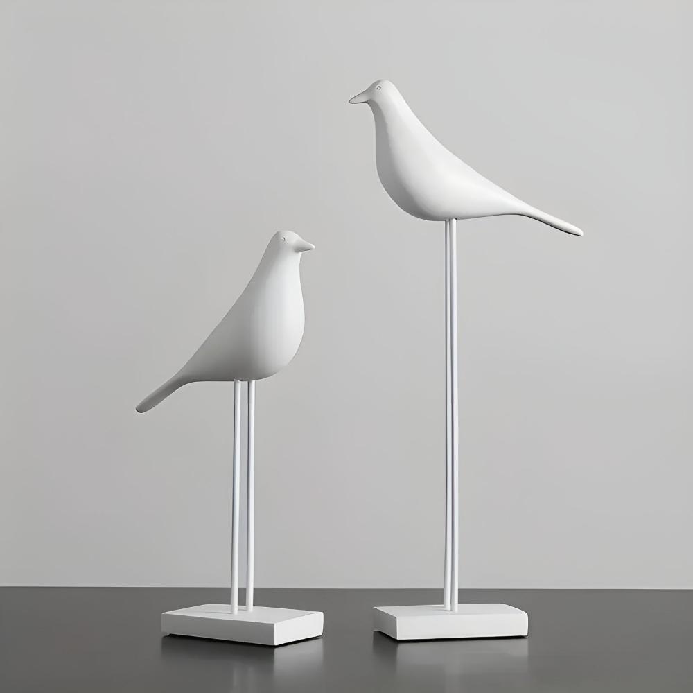 Chic Black and White Minimalist Bird Figurines