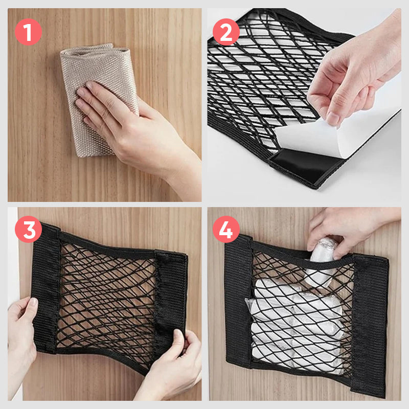Stretchable Mesh Storage Bag with Adhesive Tape