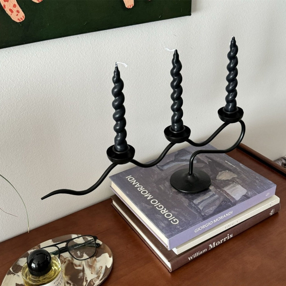Tri Iron Twisted Candle Holder for Elegant Home Decor