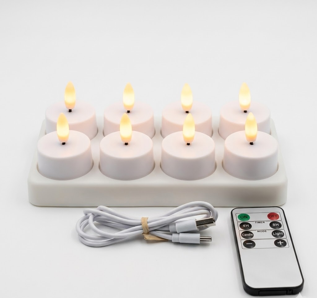 USB Rechargeable Flameless LED Candle Set with Remote Timer