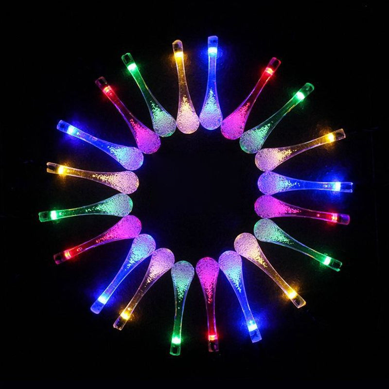 Solar Powered Water Droplet String Lights with 8 Lighting Modes