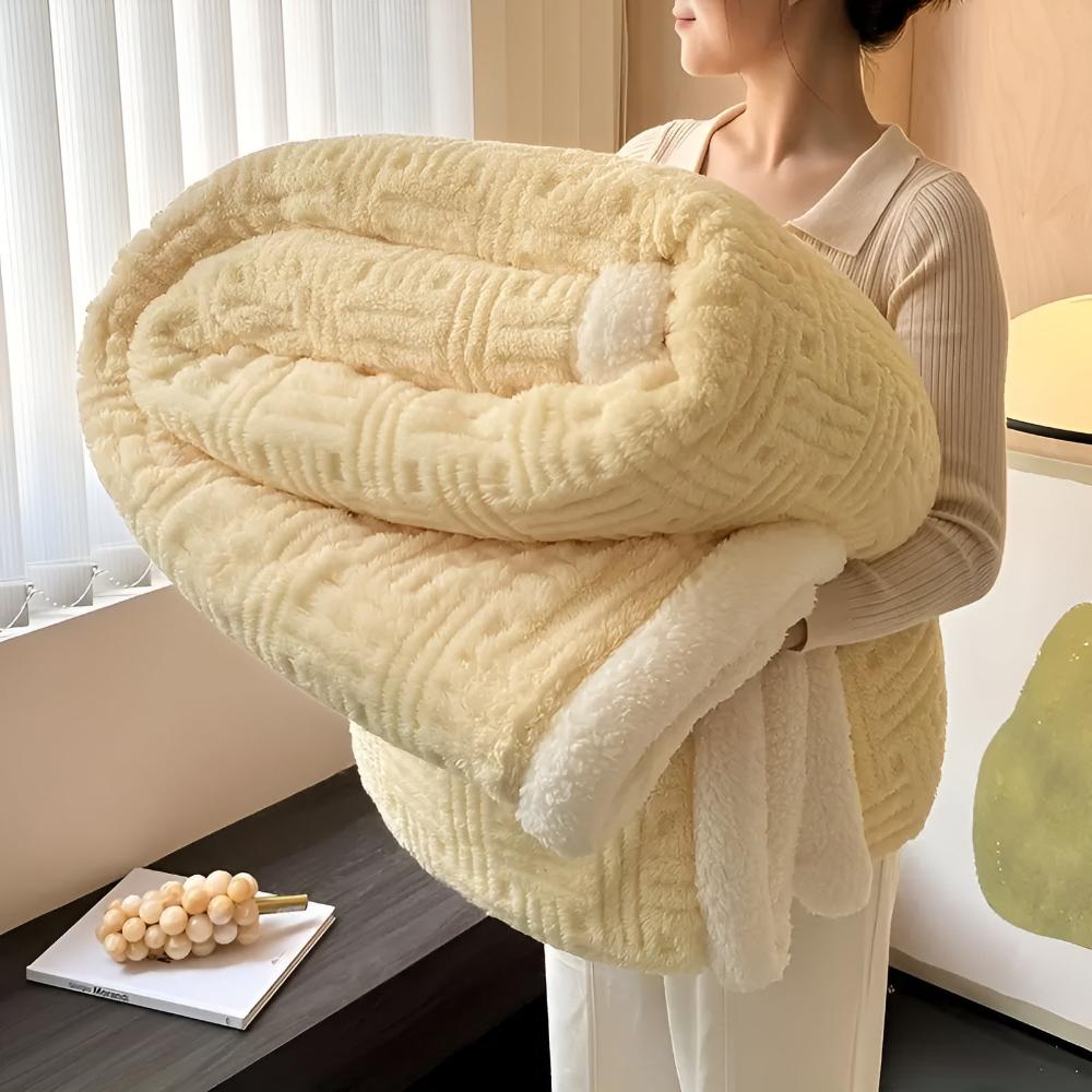 Plush Basket Weave Throw Blanket