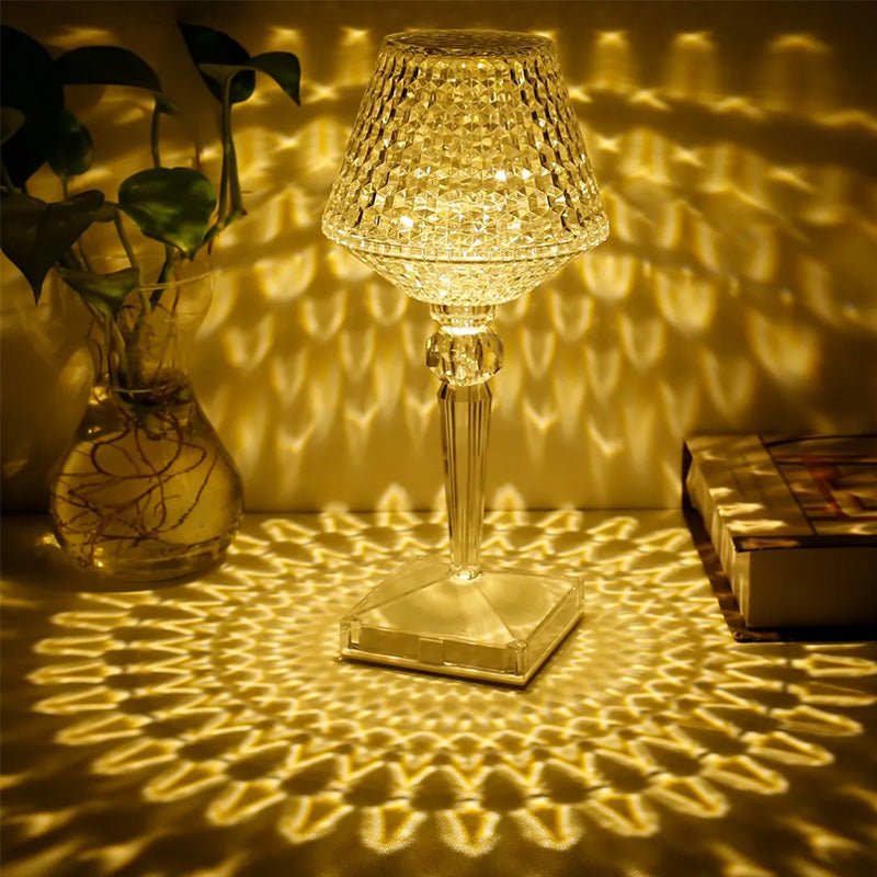 Rechargeable Crystal Table Lamp with Touch Dimming
