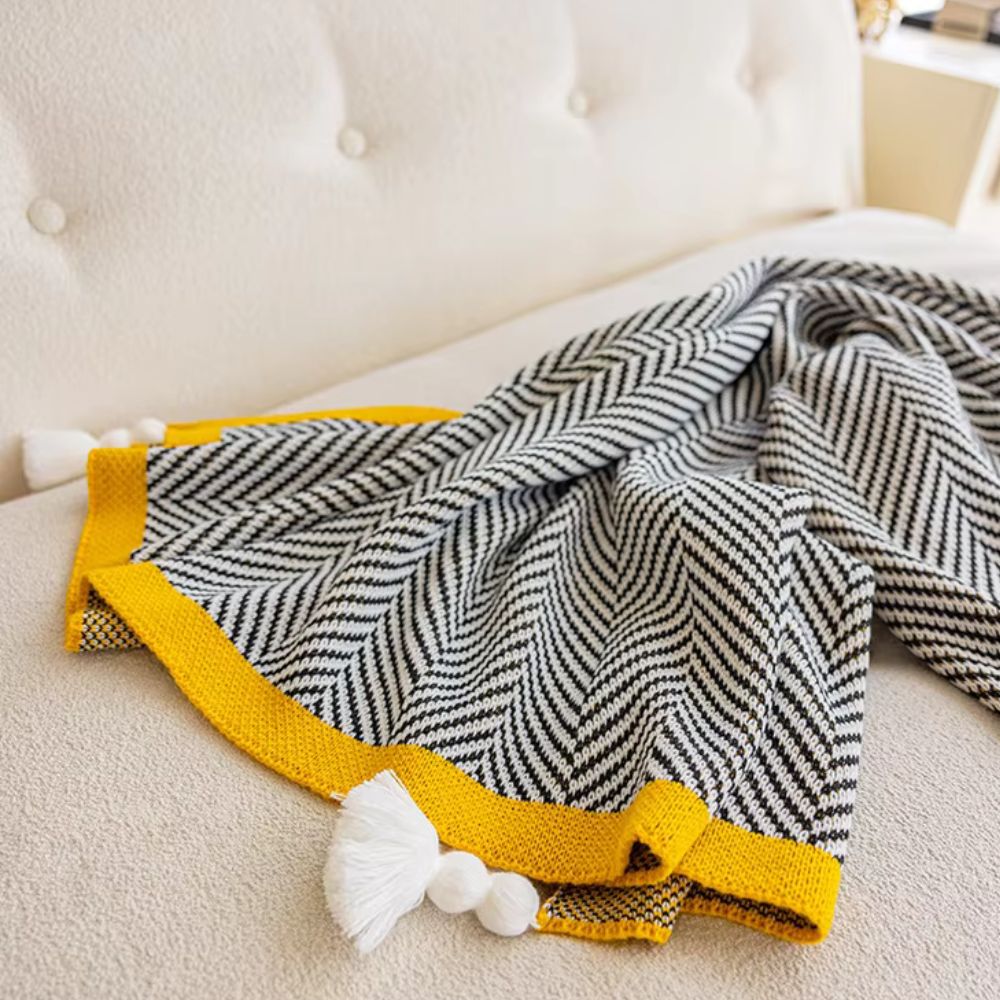 Golden Chevron Lightweight Throw Blanket