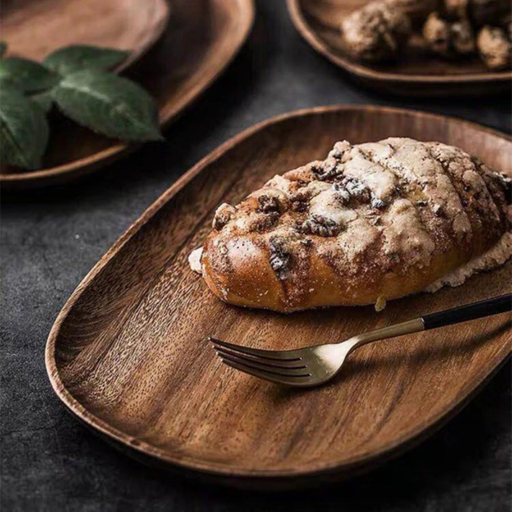 Acacia Wood Oval Serving Trays Set