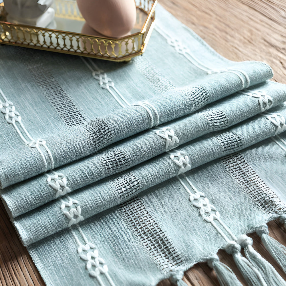Woven Microfiber Tassel Table Runner