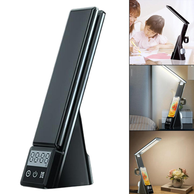 Multi-Function LED Desk Lamp with Wireless Charger and Alarm Clock