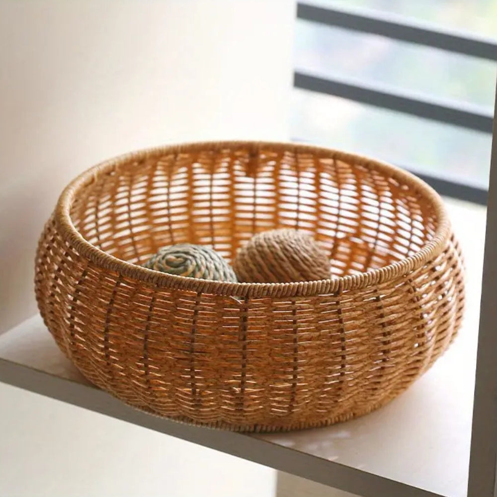 Dome-Shaped Woven Rattan Storage Basket with Lid