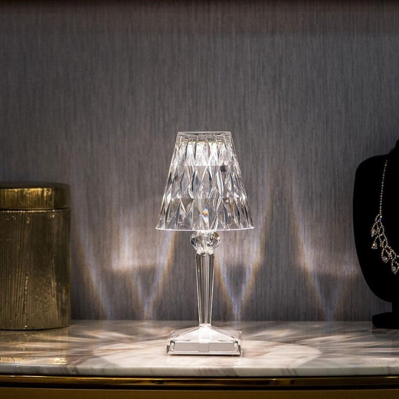 Crystal Touch Control Table Lamp - Rechargeable 3-Color Illumination